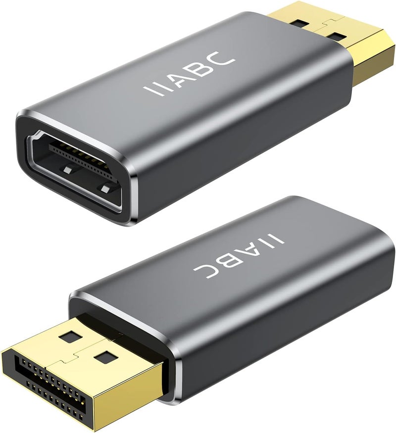 IIABC Displayport to HDMI Adapter 2-Pack 4K 24K Gold Plated Displayport DP to HDMI Female Converter，Uni-Directional Display Port to HDMI Converter Compatible for Lenovo, HP, Dell &More- Grey - Image 1